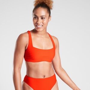 Athleta Square Neck Bra Cup‎ Bikini Top Vermillion Red 32 B/C